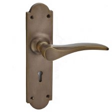 Oldbury Door Lock Handles Distressed Antique Brass