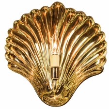 Oyster Wall Light Sconce Large Polished Brass Unlacquered