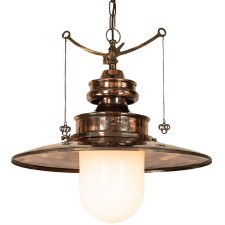 Paddington Station Large Hanging Lantern Renovated Brass with Opal Glass