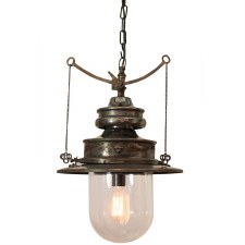 Paddington Station Hanging Lantern Antique Brass with Clear Glass