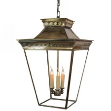 Pagoda Hanging Lantern Large Renovated Brass