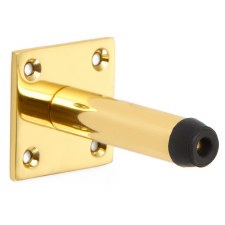 Pedestal Door Stop on Square Rose 3" Polished Brass Lacquered