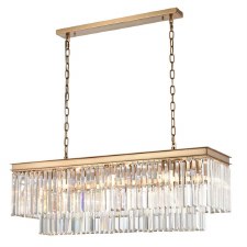 Perdita 11 Light Linear Pendant Brushed Brass & Crystal Perdita 11 Light Linear Pendant Brushed Brass & Crystal