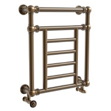 Petwood Heated Towel Rail 650mm Antique Brass Lacquered