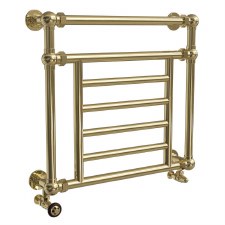 Petwood Heated Towel Rail 800mm Polished Brass Unlacquered