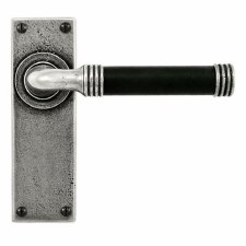 Finesse Jarrow Door Latch Handles FD051B Pewter & Black Leather