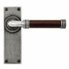 Finesse Jarrow Door Latch Handles FD051C Pewter & Chocolate Leather