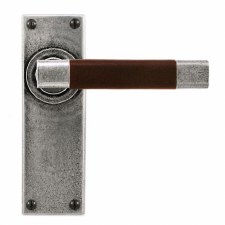 Finesse Jedburgh Door Latch Handles FD055C Pewter & Brown Leather