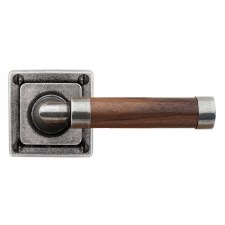 Finesse Milton Door Handles Square Rose FD146 Pewter & Walnut