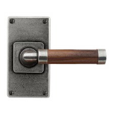 Finesse Milton Door Handles Jesmond Short Plate FD148 Pewter & Walnut