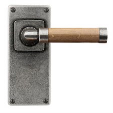 Finesse Milton Door Handles Jesmond Plate FD149 Pewter & Oak