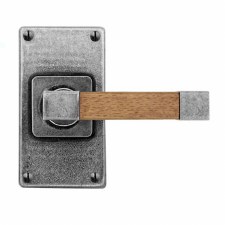 Finesse Eden Door Handles Jesmond Short Plate FD165 Pewter & Oak
