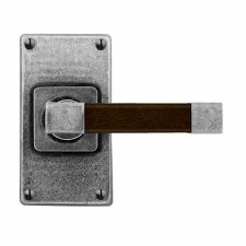 Finesse Eden Door Handles Jesmond Short Plate FD166 Pewter & Walnut