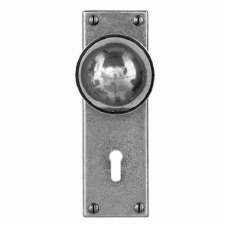 Finesse Pelton Door Knobs on Lock Plate FD175 Solid Pewter