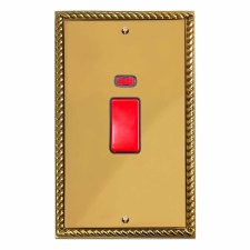 Georgian Vertical Cooker Switch Polished Brass Lacquered & Black Trim