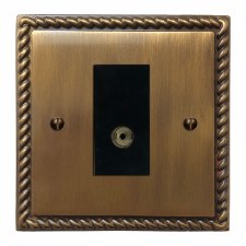 Georgian TV Socket Outlet Antique Brass Lacquered