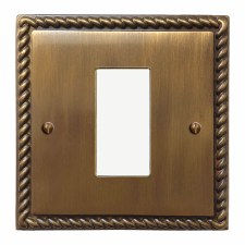 Georgian Plate for Modular Electrical Components 50x25mm Antique Brass Lacquered