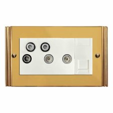 Plaza Sky+ Socket Polished Brass Lacquered & White Trim