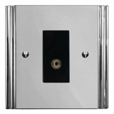 Plaza TV Socket Outlet Polished Chrome & Black Trim