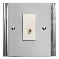 Plaza TV Socket Outlet Polished Chrome & White Trim