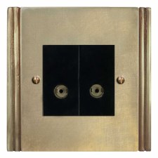 Plaza TV Socket Outlet 2 Gang Antique Satin Brass