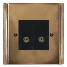 Plaza TV Socket Outlet 2 Gang Hand Aged Brass