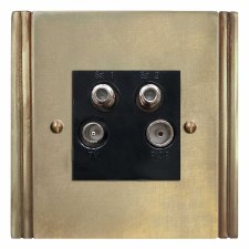 Plaza Quadplex TV Socket Antique Satin Brass