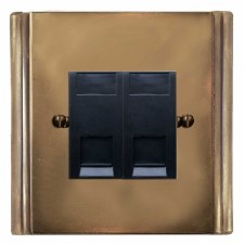 Plaza Switched Socket 2 Gang USB Hand Aged Brass - Broughtons Lighting ...