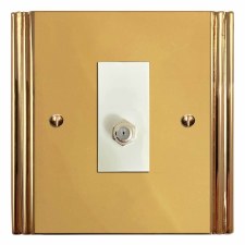 Plaza Satellite Socket Polished Brass Lacquered & White Trim