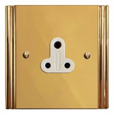 Plaza Lighting Socket Round Pin 5A Polished Brass Lacquered & White Trim