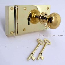 Plain Rim Lock 6" Right Hand, Polished Brass Unlacquered