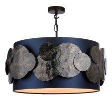 David Hunt Planet 4 Light Pendant Black & Gold With Bespke Shade