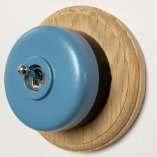 Round Dolly Light Switch 1 Gang Blue Black Base