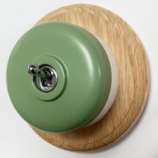 Round Dolly Light Switch 1 Gang Green White Base