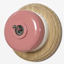 Round Dolly Light Switch 1 Gang Pink White Base