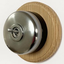 Round Dolly Light Switch 1 Gang Satin Chrome Black Base