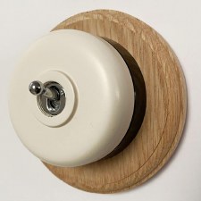 Round Dolly Light Switch 1 Gang White Black Base