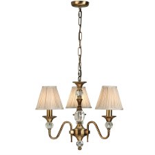 Interiors 1900 Polina 3 Light Chandelier Antique Brass Beige Shades