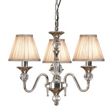 Interiors 1900 Polina 3 Light Chandelier Polished Nickel Beige Shades