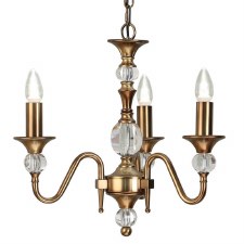 Interiors 1900 Polina 3 Light Chandelier Antique Brass