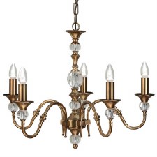 Interiors 1900 Polina 5 Light Chandelier Antique Brass