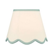 Poma Tapered Drum Shade 25cm Natural Linen & Blue Edge