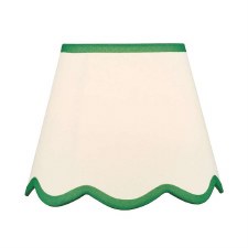 Poma Tapered Drum Shade 25cm Natural Linen & Green Edge