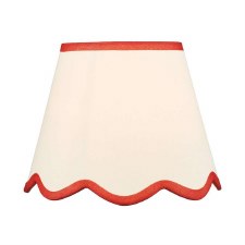 Poma Tapered Drum Shade 25cm Natural Linen & Red Edge
