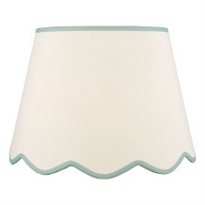 Poma Tapered Drum Shade 45cm Natural Linen & Blue Edge