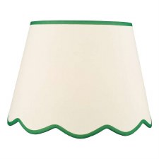 Poma Tapered Drum Shade 45cm Natural Linen & Green Edge