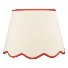 Poma Tapered Drum Shade 45cm Natural Linen & Red Edge