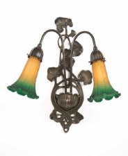 Pond Lily 2 Arm Wall Light Amber/Green Art Nouveau Pond Lily 2 Arm Wall Light Amber/Green Art Nouveau