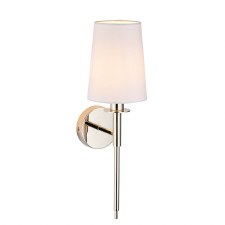 Portesham Wall Light Polished Nickel & White Shade