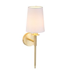 Portesham Wall Light Satin Brass & White Shade